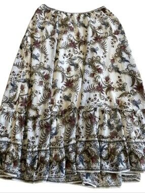 NWT Max Studio Size Large Floral Maxi Skirt Elastic Waist Ruffle Tiered